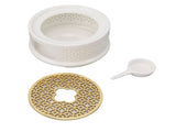 Teapot Warmer Tea Coffee Warmer Base Ceramic Heater with Spoon Lid and Candle Holder White V1294-YM0703-3118230130511