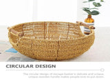 Rustic Woven Storage Basket Light Yellow Wooden Handles Kitchen Bathroom V1192-AZ-W-25283