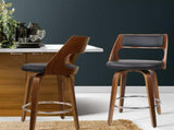 Artiss 2x Bar Stools Swivel Leather Chair 76cm BA-TW-8569-H76-BKX2-AB