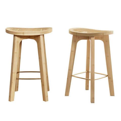 Artiss 2x Bar Stools Bamboo Rattan Stool Counter Chair Kitchen Barstools BA-Y-1033-NAX2