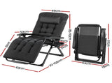 Gardeon Sun Lounge Lounger Folding Camping Zero Gravity Chair Outdoor Furniture FF-LOUNGE-DS-ABK