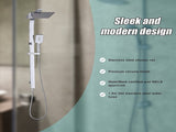 WELS 10" Rain Shower Head Set Square Dual Heads High Pressure with Handheld in Chrome V63-848011