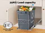 Cefito Pull Out Bin Kitchen Cabinet Slide Garbage Rubbish Bins Basket 40L Grey POT-BIN-40L-GY