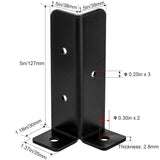 8 Pcs Black Deck Post Anchor Brackets, Reversible Wood Fence Base Kit for Pergola Railing V1237-MS-724-086