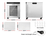 Devanti Food Dehydrator Stainless Steel Fruit Dryer 16 Tray Silver FD-E-500R-16T-SS