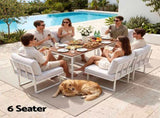 Gardeon 6 Seater Outdoor Dining Sofa Set Steel Frame Cushions White FF-DINING-7SOFA-WH-ABCD