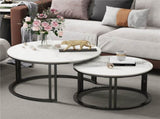 Stylish Round Nesting Coffee Tables with Metal Frame V767-JJ-XZ999-BLB