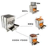 1 Piece Foldable Stainless Steel Charcoal BBQ Grill, Adjustable-Height Portable Camping Grill for V1189-LC-HW-00267