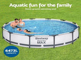 Bestway Swimming Pool 366x76cm Steel Frame Round Above Ground Pools w/ Filter Pump 6473L BW-POOL-366CM-56417