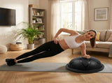 Centra Half Balance Ball Yoga Balance Trainer 2 Resistance Bands Home Gym Black SP1084-BK-AU