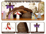 9 Pcs Empty Tomb Christian Scene and Cross Decoration, Wooden Easter Resurrection Scene with Cross V1366-AZ2-W-26855
