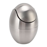 Desktop Trash Can Stainless Steel Egg Shape Mini Countertop Waste Bin with Swing Lid for Bathroom V1294-YM0512-3117220254311
