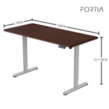 FORTIA Sit To Stand Up Standing Desk, 160x75cm, 72-118cm, Height Adjustable, 50kg Rated, Walnut V219-ADKSSTFO6WLSA