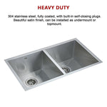 820x457mm Handmade Stainless Steel Undermount / Topmount Kitchen Laundry Sink with Waste V63-772955