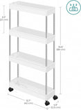 SONGMICS 4-Tier Slide Out Slim Rolling Storage Cart White V227-8498402100001