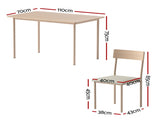 Artiss Dining Table and Chairs Set of 5 Compact Kitchen Furniture Natural Beige DSET-U-5279-WD