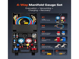 AC Manifold Gauge Set for R134a R404A R1234yf R22 Refrigerant, 4 Way AC Gauge with 1.5m Hoses, V952-JXLMB4TLDSTXOAEMC001V0