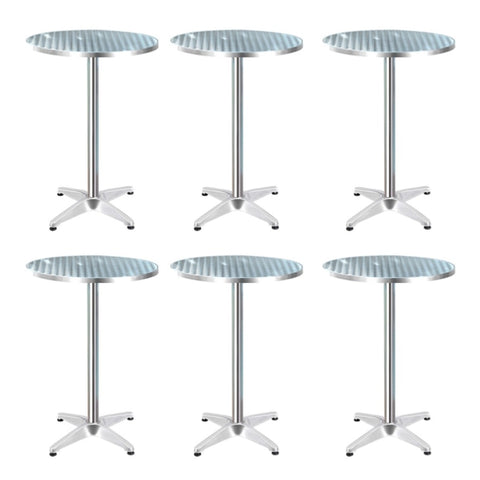 Gardeon Set of 6 Outdoor Bar Table Aluminium Round 70/110CM FF-TABLE-AL60-70110X6