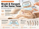 White Rechargeable Pet Grooming Vacuum Brush and Hair Deshedding Comb with 140&deg Curved Pin Comb & V888-ELOSUNG52378