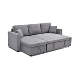 Multifunctional Sofa Bed Fabric Upholstery Chaise Section Comfy Cushions Armrests V43-SOF-SWK-GR