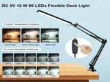 D C 5 V 12 W 80 LEDs Desk Light Table Lamp USB Powered Operated 10 Levels Adjustable Brightness V1294-YM0901-L4991B
