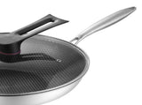 Stainless Steel Wok Pan Double Sided Honeycomb 3 Layer Prevent Sticking Easy Cleaning Wok for V1294-YM0717-3118220189613