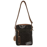 Jack's Inn Panama Canvas and Leather Small Crossbody Bag Vintage in Cognac V563-JACK-7-COGN