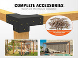 Pergola Bracket Kit 4''x4'', 4pcs 3-Way Heavy Duty Corner Bracket Woodworks DIY V952-LPJJST4PCS4X7SP6AV0