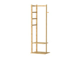 Bamboo Coat Stand Clothes Rack with Garment Shelf, Hanging Rail and Hooks V767-JJ-ZY212-G2