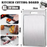 Double-Sided Titanium Cutting Board in Silver, 39x28cm, 1.5mm Thickness for Kitchen and Camping V178-59251