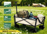 Gardeon Garden Cart Folding Trolley Camping Wagon Barrow Outdoor Beach Beige XFEL-GCT-OX-BE