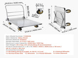 Platform Truck, 907.18 kg Capacity, Heavy Duty Steel Flatbed Cart with Swivel Wheels and Handle, V952-ZDPBC2000LBSULEYG001V0
