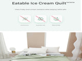 Beige Breathable Cotton Summer Quilt - Lightweight Cooling Blanket for Air-Conditioned Rooms V888-ELOSUNG16819