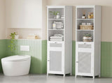 Artiss Bathroom Cabinet Storage X2 White Rattan 161cm FURNI-G-BATH-RAT-01-WHX2
