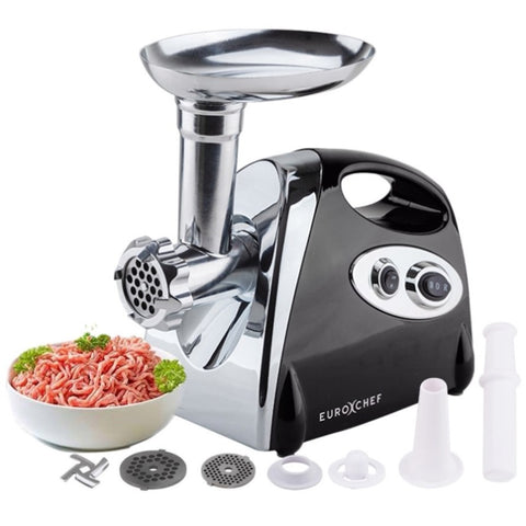 EUROCHEF Electric Meat Grinder, Stainless Steel Mincer Sausage Filler Kibbe Maker, Black V219-COKGRNEUCA5BK