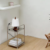 Small Coffee Table 2-Tier Stainless Steel Side Cabin Sofa Console & Bedside Storage Rack V1370-AZ4-09316