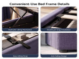 Artiss Queen Bed Frame with Lift Up Storage and USB Ports Grey BFRAME-G-FLORA-Q-GY-ABC