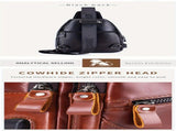 Black Brown Leather Sling Backpack Top-Grain Cowhide Travel Backpack Organized Storage V1347-127-BRO-12177