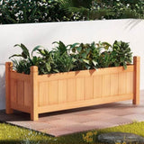 Green Fingers Garden Bed 90x30x33cm Wooden Planter Box Raised Container Growing GARDEN-WOOD-BOX-90