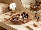 Lifelike Fish Shaped Hand Woven Storage Basket, Decorative Nautical Organizer Tray, Multipurpose V1192-AZ-W-24649