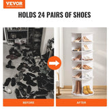 VEVOR 6-Tier Rotating Shoe Rack Tower 360&deg; Spinning Shoe Display Carousel White V952-BSXZXJ6CGD4GJF8W5V0