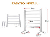 Devanti Electric Heated Towel Rail Rack 6 Bars Freestanding Clothes Dry Warmer TW-C-F-ALUM