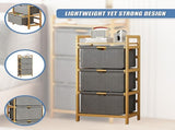 Bamboo Shelf with Storage Hamper Wooden Organiser with 3 Laundry Bags V63-838251