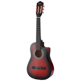 Alpha 34 Inch Classical Guitar Wooden Body Nylon String w/ Stand Beignner Red GUITAR-D-34-RED-CAPO