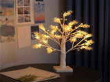 Lighted Birch Tree 18 Inch - LED Fairy Light Spirit Tree with Green Leaves for Indoor Decor, V1366-AZ2-W-16654