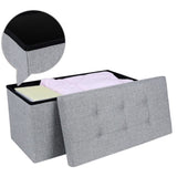 SONGMICS 76cm Folding Storage Ottoman Bench Foot Rest Stool Light Gray V227-8498402106080