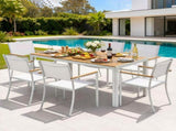 Gardeon 7PCS Outdoor Dining Set Table and Chairs Patio Garden Furniture Bistro Set White FF-DINING-7PLW-WH-ABC