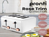 Pronti Breakfast Set with Rose Gold Kettle & Toaster with 1.25L Espresso Machine - White KT-TS-850D-WH