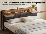 Artiss Queen Bed Frame with LED Lights and Storage Headboard Charging Station BFRAME-J-MEL-Q-BK-AB