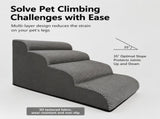 Orthopedic Foam Pet Stairs with Washable Cover Safe 2, 3, & 4 Tier Dog Ramp for Bed & Couch V1341-ZY-UK8L3UKJ-BEIGE-2TIER